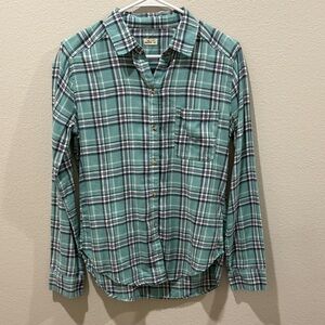 Hollister Teal Plaid Button Down Shirt